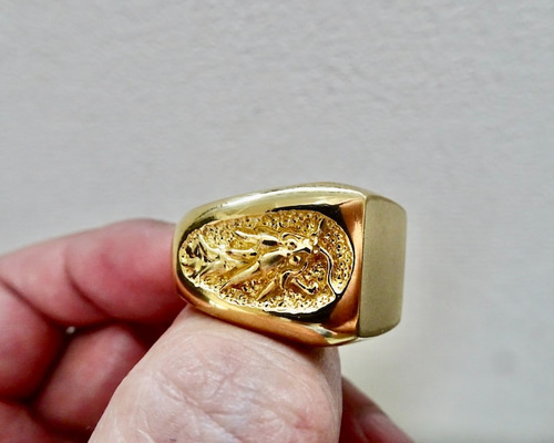 仁尾彫金『ゴールドビットコイン印台リング』ハンドメイド185