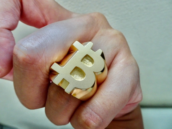 仁尾彫金『ゴールドビットコイン印台リング』ハンドメイド185 指輪 