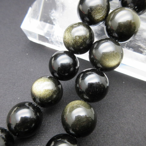 大玉/ゴールデンシャイン・オブシディアン/size(14㎜玉)/1set(2