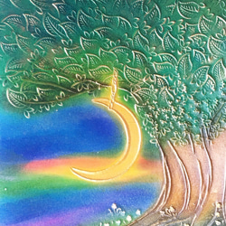 レザーキャッシュトレイ　～月と太陽のイヤリング～ 4枚目の画像
