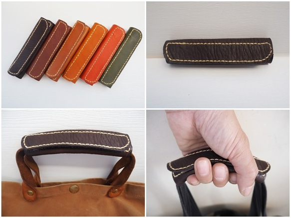 【再販なし】Handle For Bag （革の持ち手/ハンドルカバー）　ダークブラウン（焦げ茶）シュリンクレザー 1枚目の画像