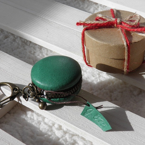 新】グリーンD レザー*マカロンケース《4cmタイプ》 小銭入れ・コイン