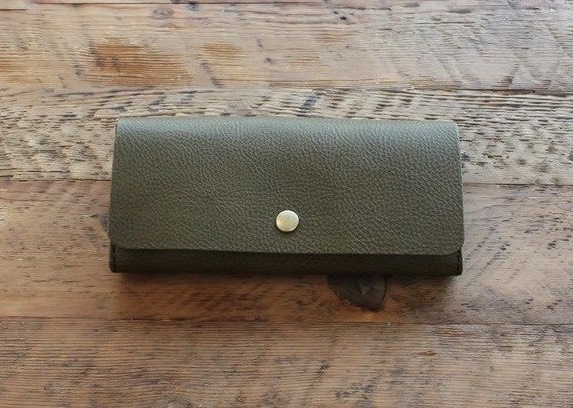 再販まつり2025 Creema限定  ワンタッチシンプル 革財布　緑　 納期１週間　 イタリア レザー