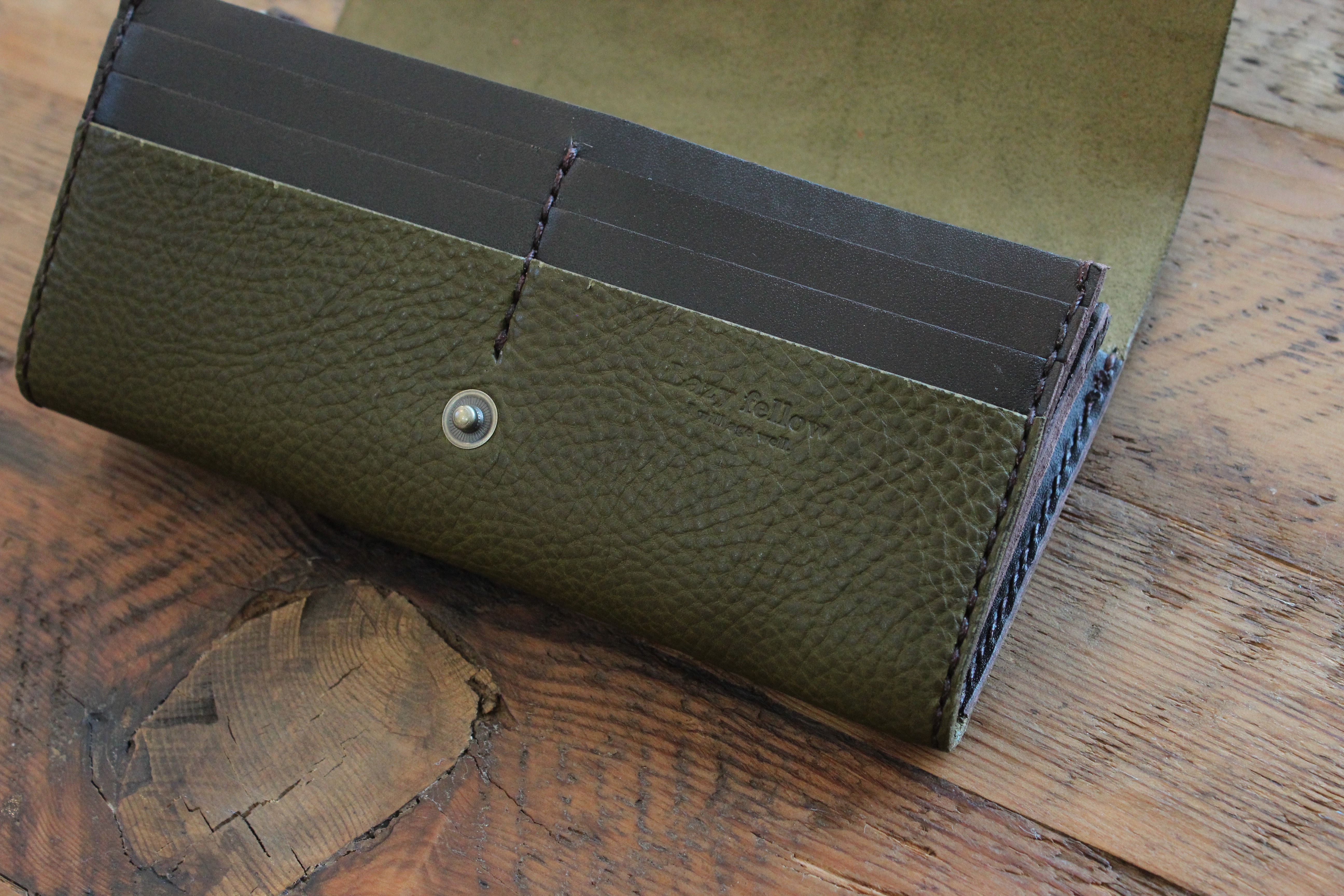 再販まつり2025 Creema限定  ワンタッチシンプル 革財布　緑　 納期１週間　 イタリア レザー