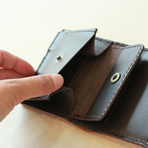 北欧柄のちいさなお財布 ピンク］本革の温もり お札を折らないミニマム