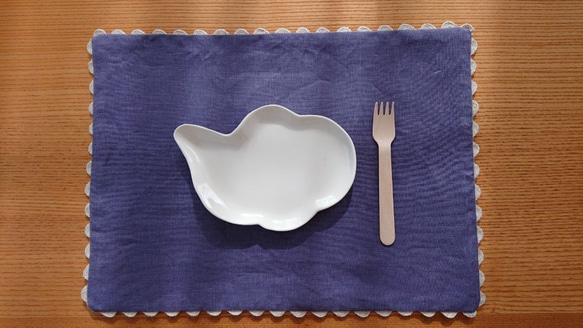 【小さめリバーシブル】ランチマット（グレーパープル&ベージュ） 1枚目の画像