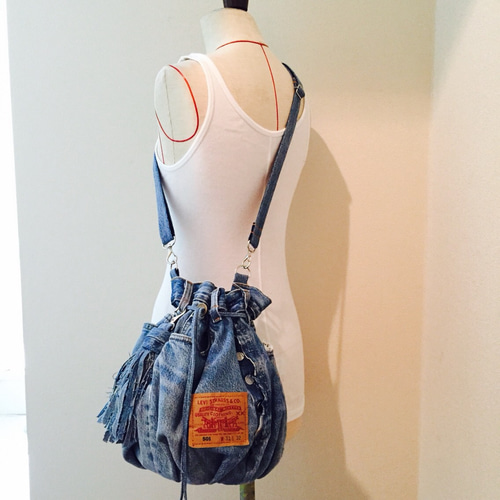 70s リーバイス　Levi's 501 デニムバッグ 巾着　トート リュック ヴィンテージ Levi's 501 デニムバッグ 巾着 トート リュック