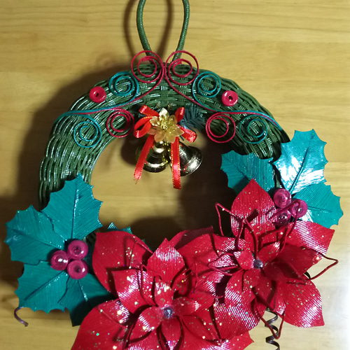 クリスマスリース エコクラフト（赤） リース ベルサウンド 通販