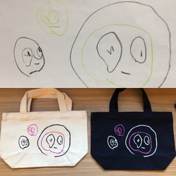 【ミニトート】子供の絵を柄にしちゃおう！お散歩、お弁当、おむつバッグサイズ 7枚目の画像