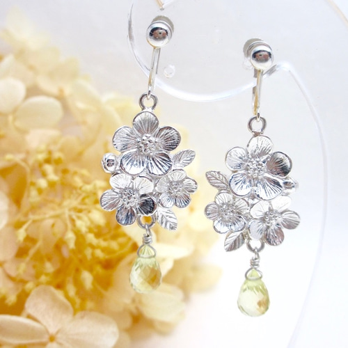 天然素材のアクセサリー＊ジュズダマとトルコ石のイヤリング