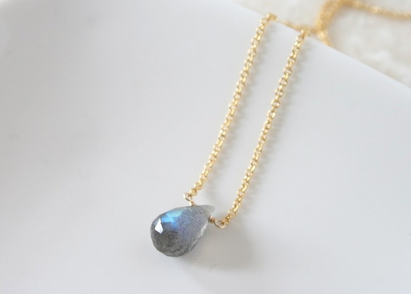 ラブラドライトの一粒ネックレス｜labradorite 5枚目の画像