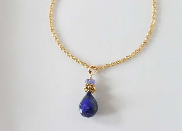 ラピスラズリとタンザナイトのネックレス｜lapis lazuli N 5枚目の画像
