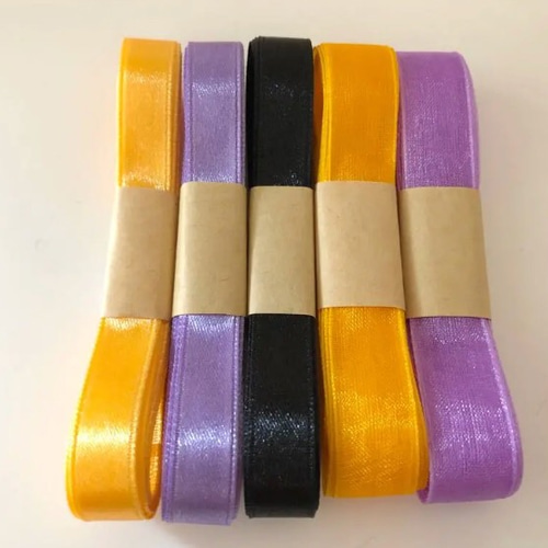 ☆送料無料☆ ハロウィンカラー☆オーガンジー・サテンリボンセット10m