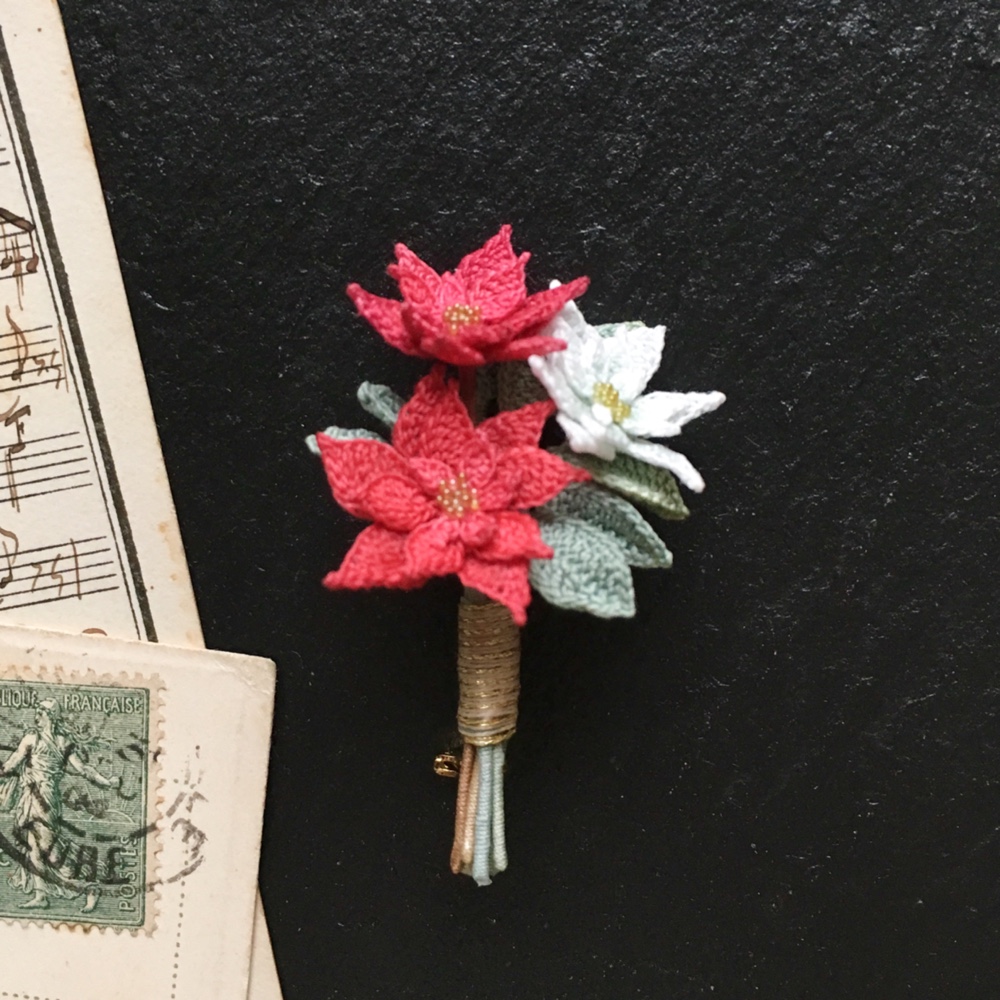 にこる様■オーダー＊ポインセチア＊レース モチーフ■ 編み