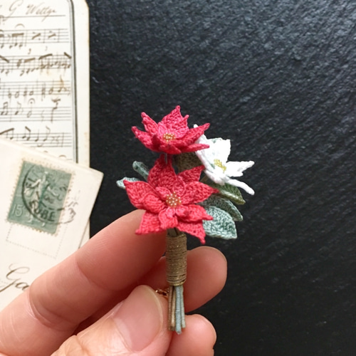 にこる様■オーダー＊ポインセチア＊レース 編み モチーフ■ にこる様□オーダー＊ポインセチア＊レース 編み モチーフ□