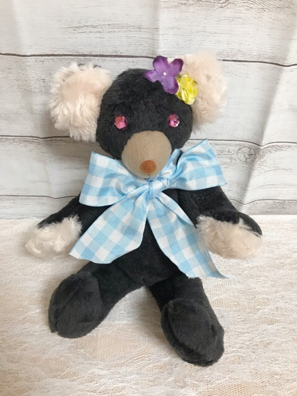 【特別SALE】スワロフスキーEyeの黒くまちゃん 2枚目の画像