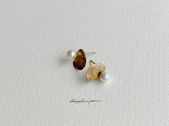 【SV925+K10】OSHIBANA：Pierced Earrings（Simple Black / Gold） 第5張的照片
