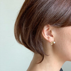 【SV925+K10】OSHIBANA：Pierced Earrings（Simple Black / Gold） 第6張的照片