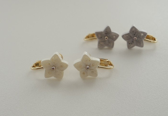 <ペーパーアクセサリー>ホシノヒカリ　イヤリング(white） 1枚目の画像