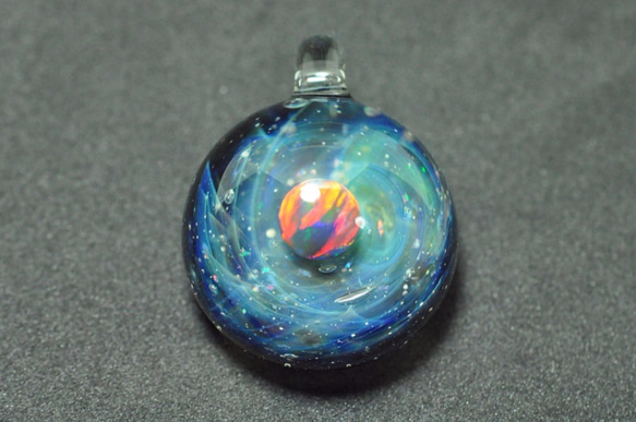 ガラスネックレス 宇宙 SpaceBall Opal,Crushed Opal ST-270 1枚目の画像