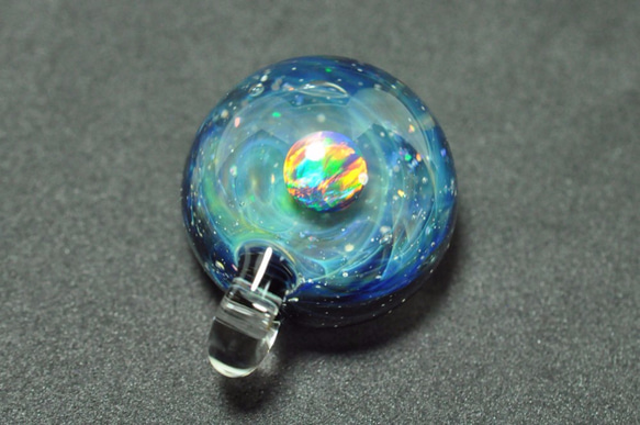 ガラスネックレス 宇宙 SpaceBall Opal,Crushed Opal ST-270 2枚目の画像