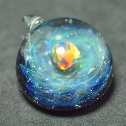 ガラスネックレス 宇宙 SpaceBall Opal,Crushed Opal ST-270 4枚目の画像
