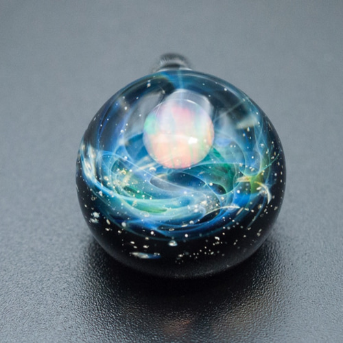 ボロシリケイトガラスアクセサリー レインボーオパール 宇宙 ST-354