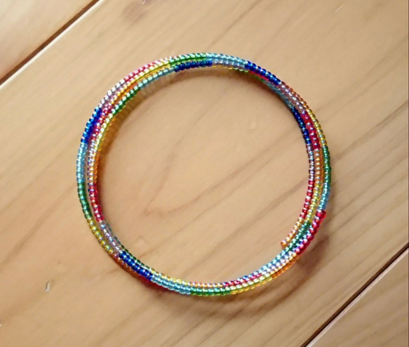 Creema限定セット販売 虹色の指輪 虹色ワイヤーブレスレット　夏の福袋　 6枚目の画像