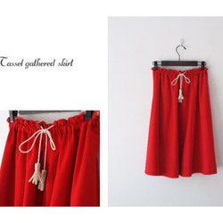 【受注生産】【3色展開】タッセル付きギャザースカート 1枚目の画像