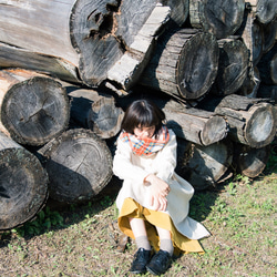 《即売》リバーシブルビッグスヌード(ベージュチェック柄) 5枚目の画像