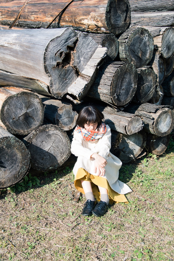 《即売》リバーシブルビッグスヌード(ベージュチェック柄) 5枚目の画像