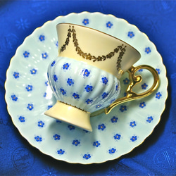 小花柄デミタスカップ（ブルー） 2枚目の画像