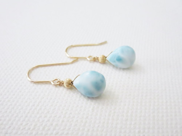 *14kgf*ラリマーのシンプルピアス 1枚目の画像