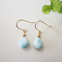 *14kgf*ラリマーのシンプルピアス 2枚目の画像