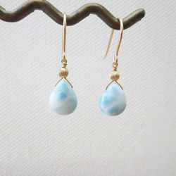 *14kgf*ラリマーのシンプルピアス 3枚目の画像