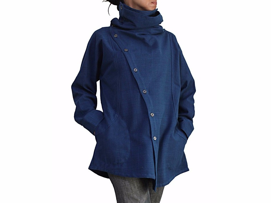 ジョムトン手織り綿ノマドシャツインディゴ染め（BFS-150-03）