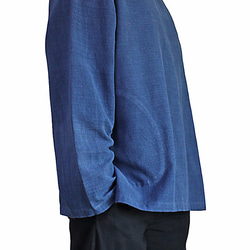 手織棉立領印度風上衣 靛藍（BFS-143-03） 第3張的照片