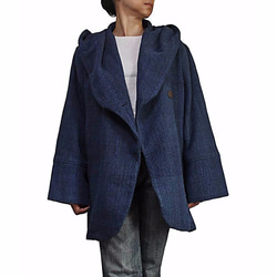 ざっくりジョムトンフード付きデザインジャケット 紺（JFS-023-04） 1枚目の画像