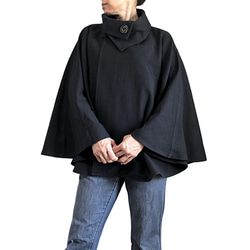 Jomton 手工編織棉質斗篷黑 (JFS-096-01) 第1張的照片