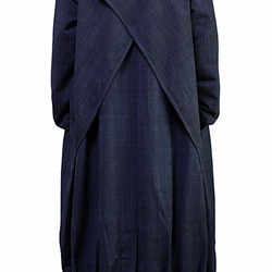 手織棉寬版洋裝 深藍（DNN-078-05） 第5張的照片