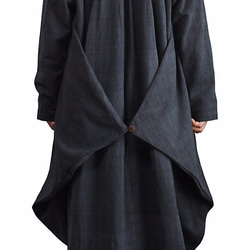 ジョムトン手織り綿のマルチドレープゆったりドレス 墨黒（DFS-046-01） 5枚目の画像