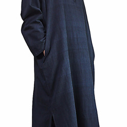手織棉長袍 深藍（DFS-049-03XL） 第2張的照片