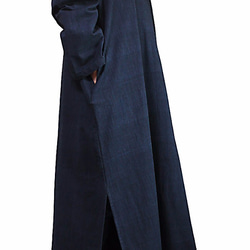 手織棉長袍 深藍（DFS-049-03XL） 第4張的照片