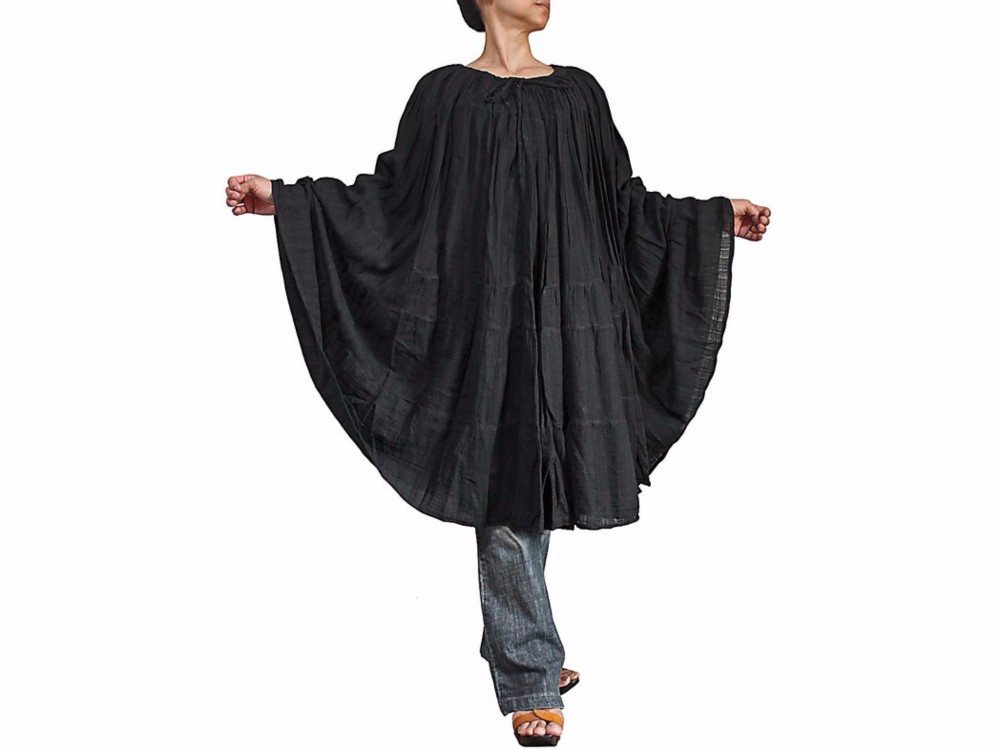 リネンコットンのボリュームクリンクルスカート／ポンチョ （BGN-044）