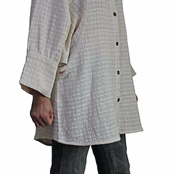 ターポン手織り綿のドルマン風ブラウス 生成（BFS-069-02） 3枚目の画像
