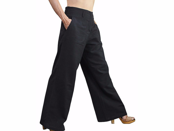 時尚 Jomton 手織棉褲 No.2 黑色 (PFS-024-01) 第1張的照片