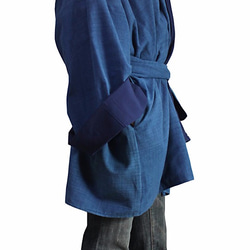 ジョムトン手織り綿和風羽織ジャケット インディゴ （JFS-126-03） 5枚目の画像