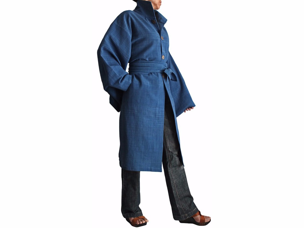 ジョムトン手織り綿着物袖コート腰紐付き（JFS-115）