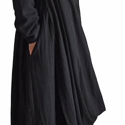 棉質袈裟洋裝 黑（DNN-077-01） 第3張的照片
