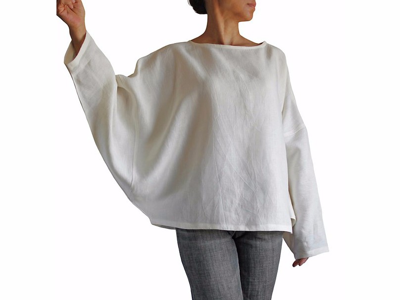 リネン100%のショート貫頭衣 （BFS-117-02）